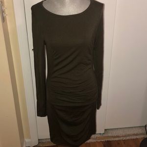 Express bodycon forest green long sleeve dress